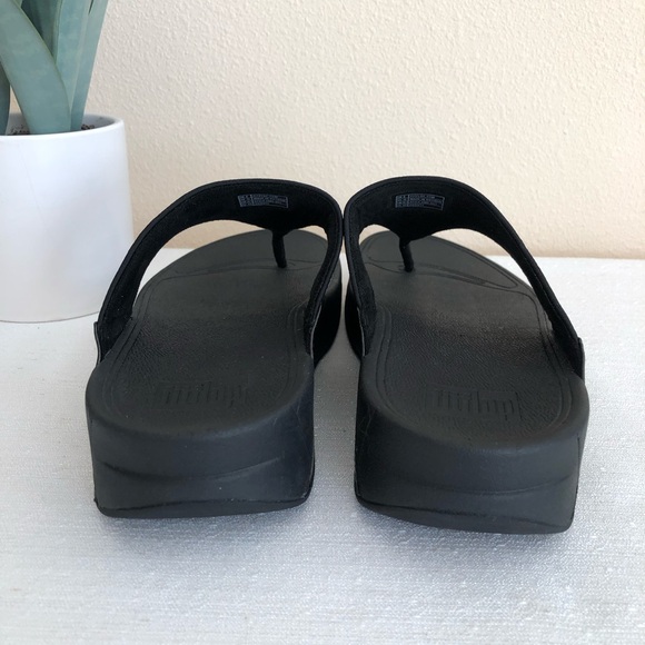 New Fitflop Lulu Glitter Splash Black/White Toe Post Sandals Women’s 10 - Picture 8 of 11